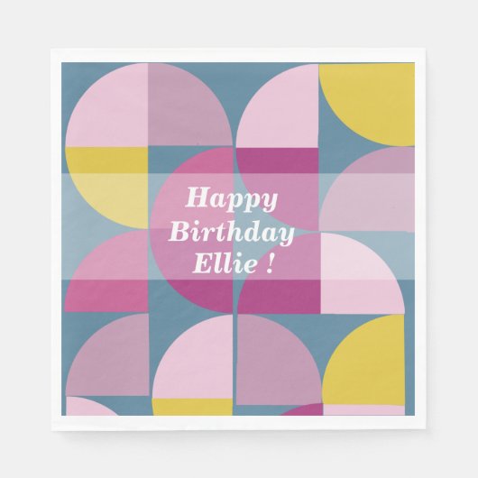 milde, paarse roze kleuren uit de midden eeuw servet (Voorkant)