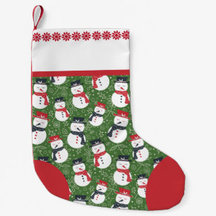 Milde Sneeuwmannen - Kerstmis rood op groen. Kleine Kerstsok