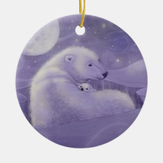 Milde Winter Ijsbeer en Welp Ornament (Voorkant)