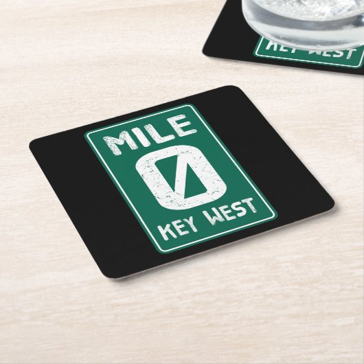 Mile 0 Key West Florida verkeersbord Kartonnen Onderzetters (Schuin)