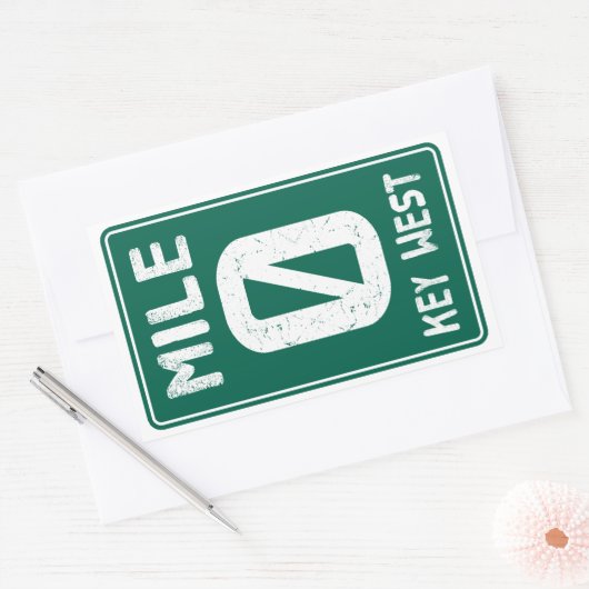 Mile 0 Key West Florida verkeersbord Rechthoekige Sticker (Envelop)