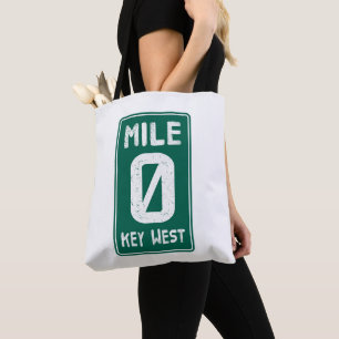 Mile 0 Key West Florida verkeersbord Tote Bag