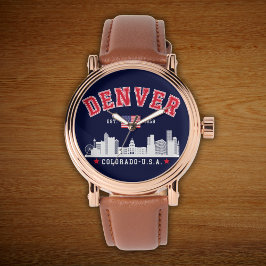 Mile High City Skyline Illustration Horloge