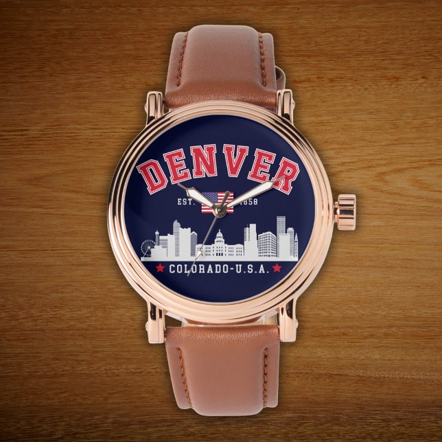 Mile High City Skyline Illustration Horloge (Creator heeft geüpload)