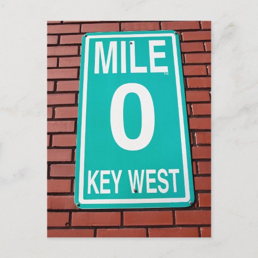 Mile Marker 0 Sign Key West Florida Briefkaart (Voorkant)