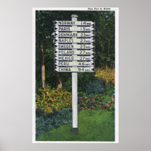 Mile Marker Sign Post Poster