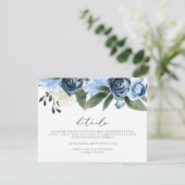 MILENA Dusty Blue Floral Garden Wedding Details Kaart (Staand voorkant)