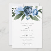 MILENA Dusty Blue Floral Garden Wedding Kaart (Voorkant)