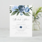 MILENA Dusty Blue Floral Vrijgezellenfeest Kaart (Staand voorkant)