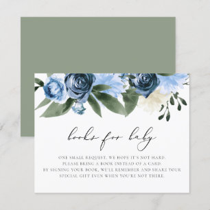 MILENA Dusty Blue Navy Floral Books for Baby Card Kaart