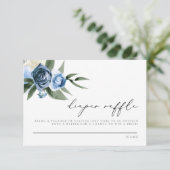 MILENA Dusty Blue Navy Floral Diaper Raffle Card Kaart (Staand voorkant)