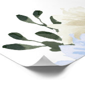 MILENA Dusty Blue Slate Floral Baby shower Welkom Poster (Hoek)