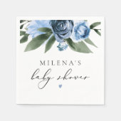 MILENA Dusty Blue Slate Floral Boy Baby shower Servet (Voorkant)
