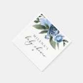 MILENA Dusty Blue Slate Floral Boy Baby shower Servet (Hoek)