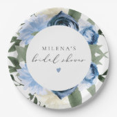 MILENA Something Blue Bloemige Bruidsdouche Papieren Bordje (Voorkant)