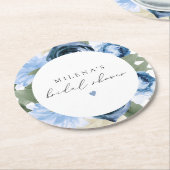 MILENA Something Blue Bloemige Bruidsdouche Ronde Kartonnen Onderzetter (Gebogen)