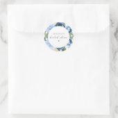 MILENA Something Blue Bloemige Bruidsdouche Ronde Sticker (Tas)