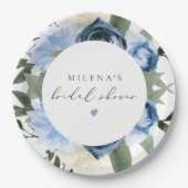 MILENA Something Blue Bloemige Bruiloftsdienst Papieren Bordje (Voorkant)