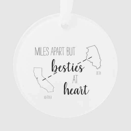 Miles Apart, maar Besties op de allerbeste vriend  Ornament (voorkant)
