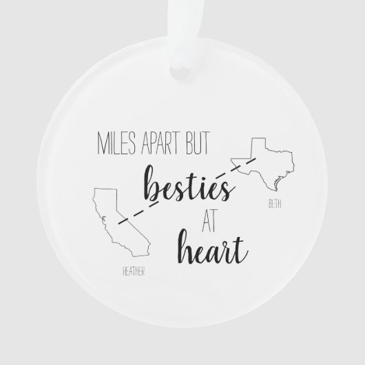 Miles Apart, maar Besties op de allerbeste vriend  Ornament (voorkant)