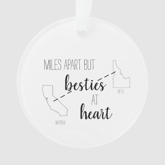 Miles Apart, maar Besties op de allerbeste vriend Ornament (voorkant)