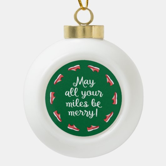 Miles be Merry Keramische Bal Ornament (Voorkant)