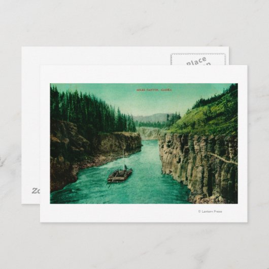 Miles Canyon, Alaska Uitzicht met Mannen neer Briefkaart (Voorkant / Achterkant)