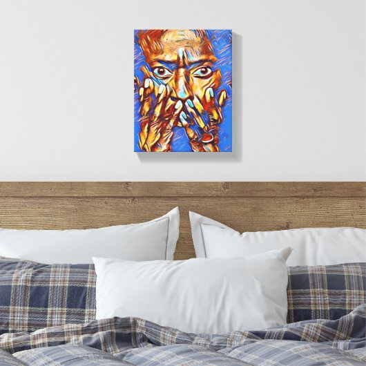 Miles Davis "Soort Blauw" Verrekte Canvas afdrukke (Insitu (Slaapkamer))