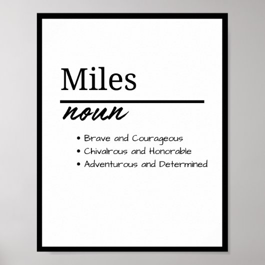 Miles, jongen gepersonaliseerde naamdefinitie poster (Voorkant)