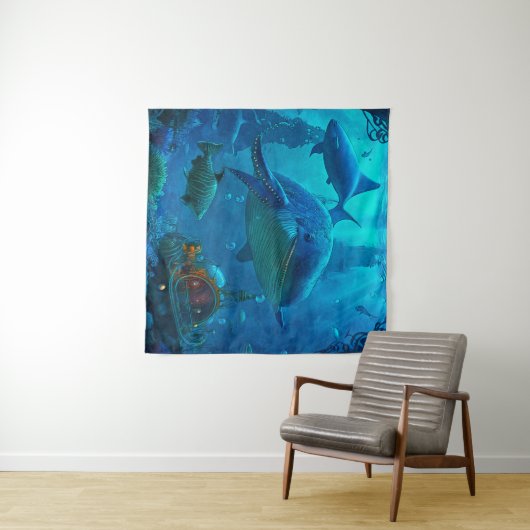 Miles onder het Zee Art Illustratie Wandkleed (In Situ (horizontaal))