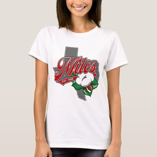"MILES, TEXAS - KATOEN" T-Shirt (Voorkant)