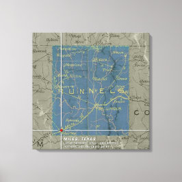  Miles, Texas Map Stretched Canvas Afdrukken