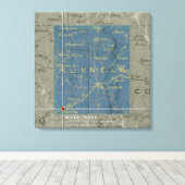  Miles, Texas Map Stretched Canvas Afdrukken (Insitu (Houten vloer))