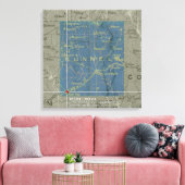 Miles, Texas Map Stretched Canvas Afdrukken (Insitu (Woonkamer))
