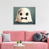 Miles the Friendly Ghost ・ Cute Halloween Art Canvas Afdruk (Insitu (Woonkamer))