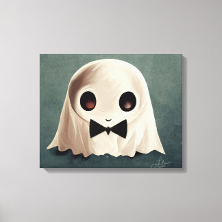 Miles the Friendly Ghost ・ Cute Halloween Art Canvas Afdruk