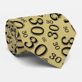 Milestone 30 Random Number Pattern Zwart/Goud Stropdas (Opgerold)