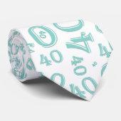 Milestone 40 Random Number Pattern Blauwgroen/Wit Stropdas (Opgerold)