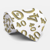 Milestone 40 Random Number Pattern Gold/White Stropdas (Opgerold)