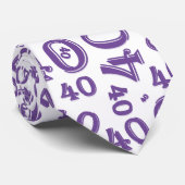 Milestone 40 Random Number Pattern Paarse/Wit Stropdas (Opgerold)