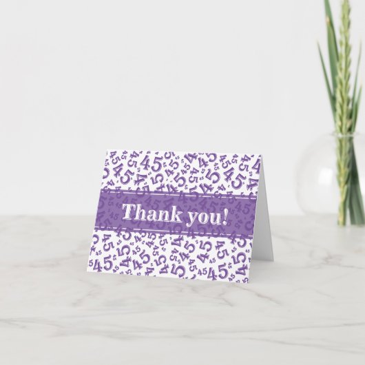 Milestone 45 Random Number Pattern Purple/White Bedankkaart (Voorkant)