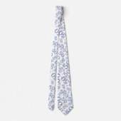 Milestone 50 Random Number Pattern Blauw/Wit Stropdas (Achterkant)