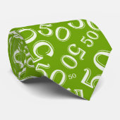 Milestone 50 Random Number Pattern Groen/Wit Stropdas (Opgerold)