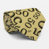 Milestone 50 Random Number Pattern Zwart/Goud Stropdas (Opgerold)