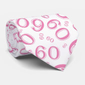 Milestone 60 Random Number Pattern Roze/Wit Stropdas (Opgerold)