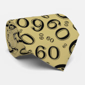 Milestone 60 Random Number Pattern Zwart/Goud Stropdas (Opgerold)