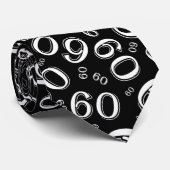 Milestone 60 Random Number Pattern Zwart/Wit Stropdas (Opgerold)