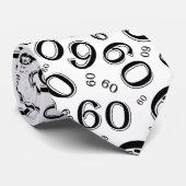 Milestone 60 Random Number Pattern Zwart/Wit Stropdas (Opgerold)