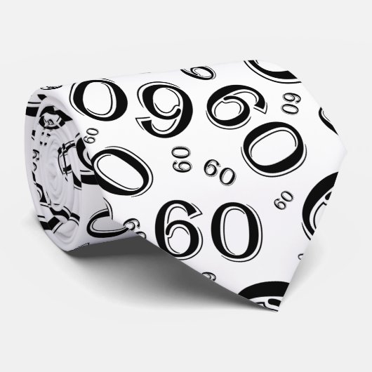 Milestone 60 Random Number Pattern Zwart/Wit Stropdas (Opgerold)