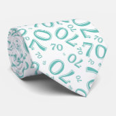 Milestone 70 Random Number Pattern Blauwgroen/Wit Stropdas (Opgerold)